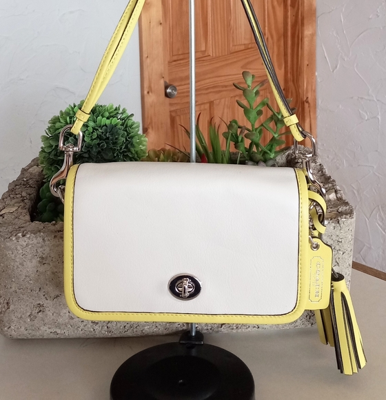 Coach Legacy Archival Two Tone Leather Penny, Shoulder Bag (Citrine/ Parchment) - Picture 2 of 13